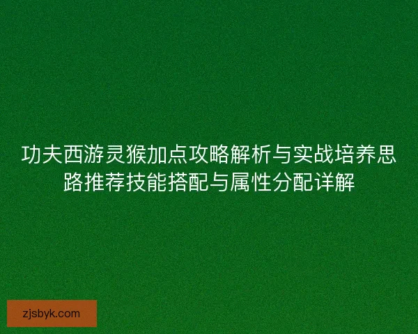 功夫西游灵猴加点攻略解析与实战培养思路推荐技能搭配与属性分配详解