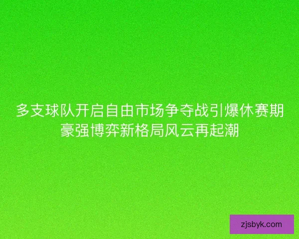 多支球队开启自由市场争夺战引爆休赛期豪强博弈新格局风云再起潮