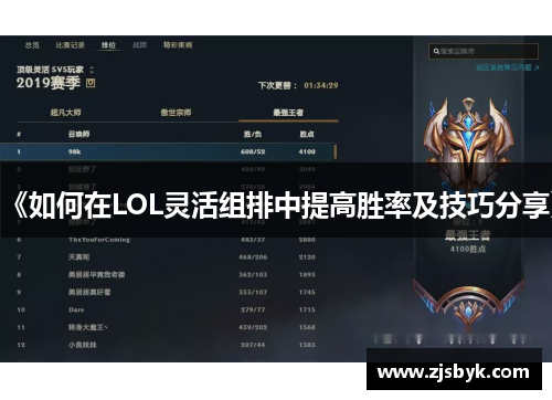 《如何在LOL灵活组排中提高胜率及技巧分享》